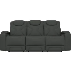 Clearance Jet Charcoal Leather Motion Sofa & Loveseat Set Living Room Sets|Reclining Furniture