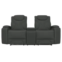 Clearance Jet Charcoal Leather Motion Sofa & Loveseat Set Living Room Sets|Reclining Furniture