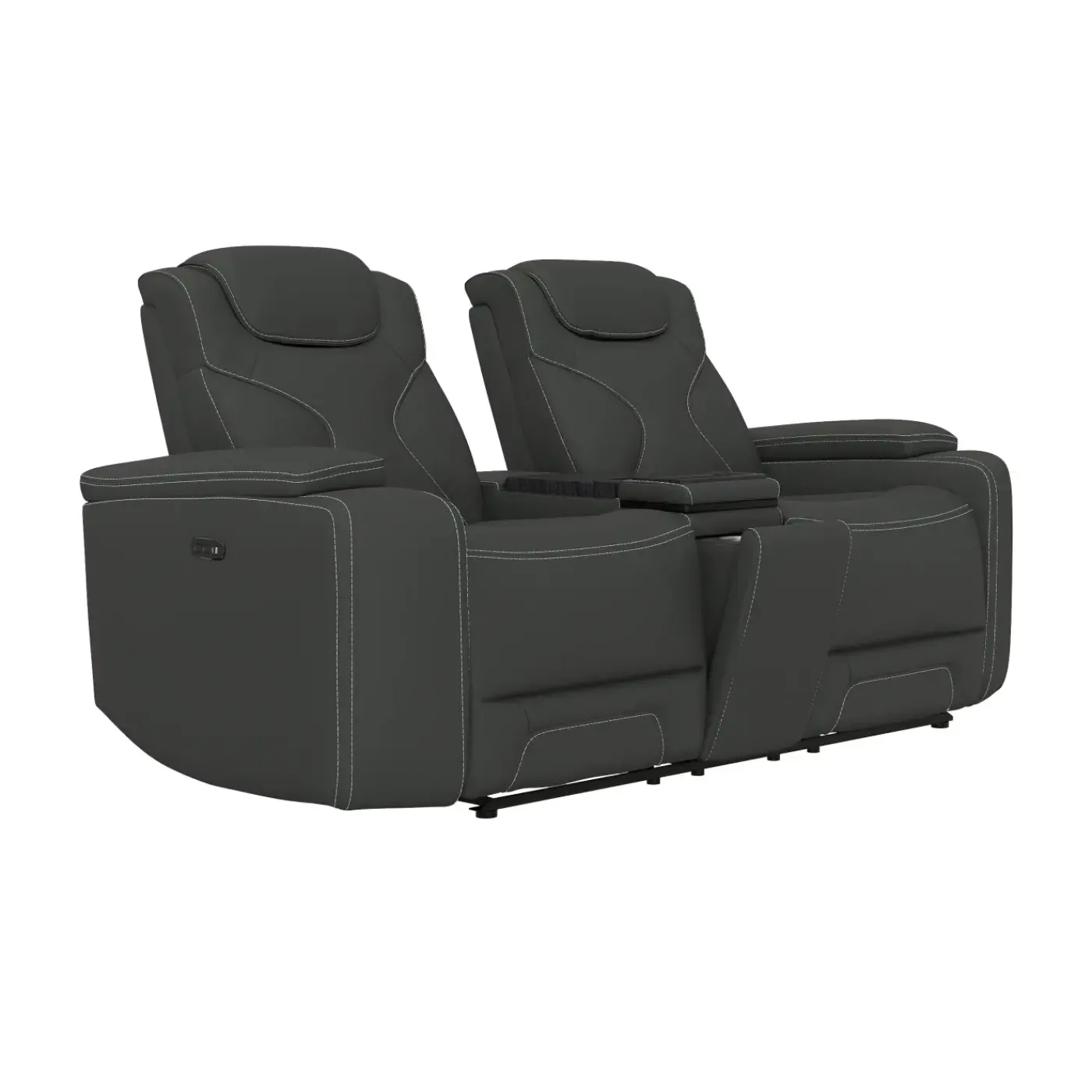 Clearance Jet Charcoal Leather Motion Sofa & Loveseat Set Living Room Sets|Reclining Furniture