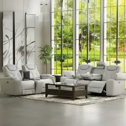 New Jet Leather Motion Sofa & Loveseat Set Living Room Sets|Reclining Furniture