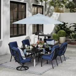 Sale Lagoon Outdoor Dining Set-New! 7pc Dining Set: Table, 4 Arm Chairs& 2 Swivel Outdoor Dining|Outdoor Furniture Sets
