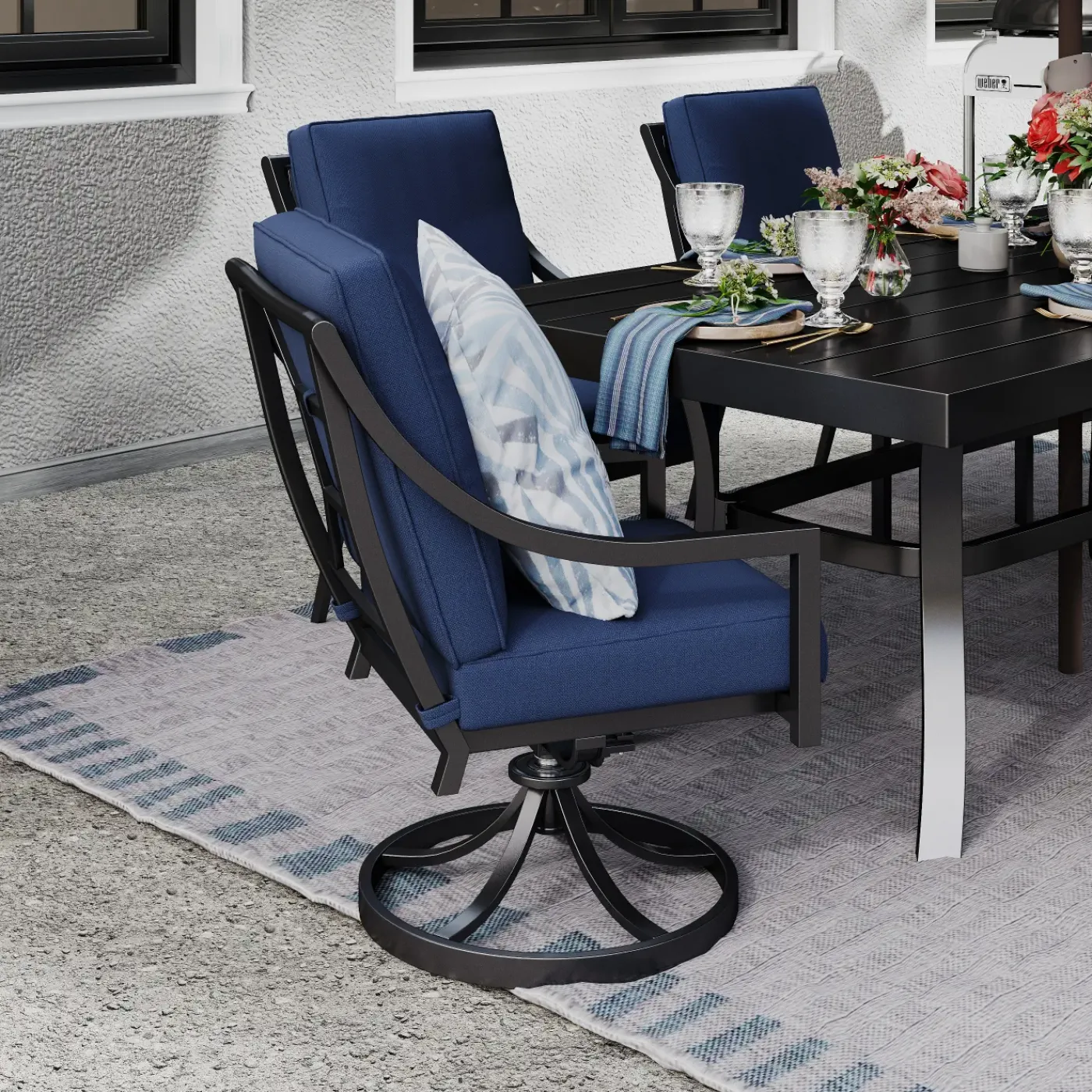 Sale Lagoon Outdoor Dining Set-New! 7pc Dining Set: Table, 4 Arm Chairs& 2 Swivel Outdoor Dining|Outdoor Furniture Sets