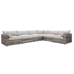 Outlet Laguna 6pc Sectional: 3 Corners & 3 Armless Chairs Outdoor Seating|Outdoor Furniture Sets