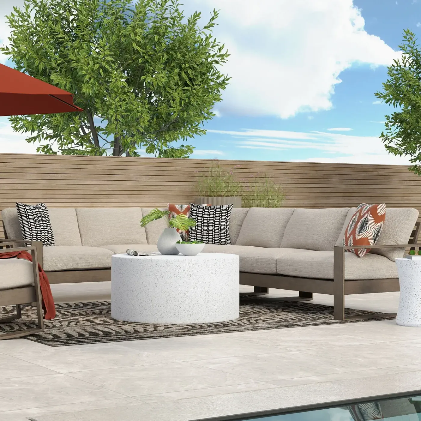 Sale Lahaina Outdoor Seating Set 4pc Sectional: LAF Loveseat, RAF Loveseat, Corner & Armless Chair Outdoor Seating