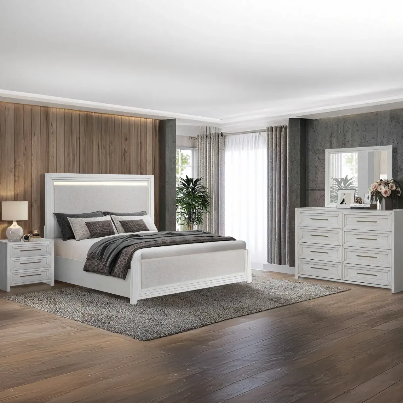 Online Laurel California King Panel Bed, Dresser, Mirror & Nightstand Bedroom Sets