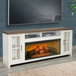 Sale Levi Media Console & Log Fire Insert Electric Fireplaces