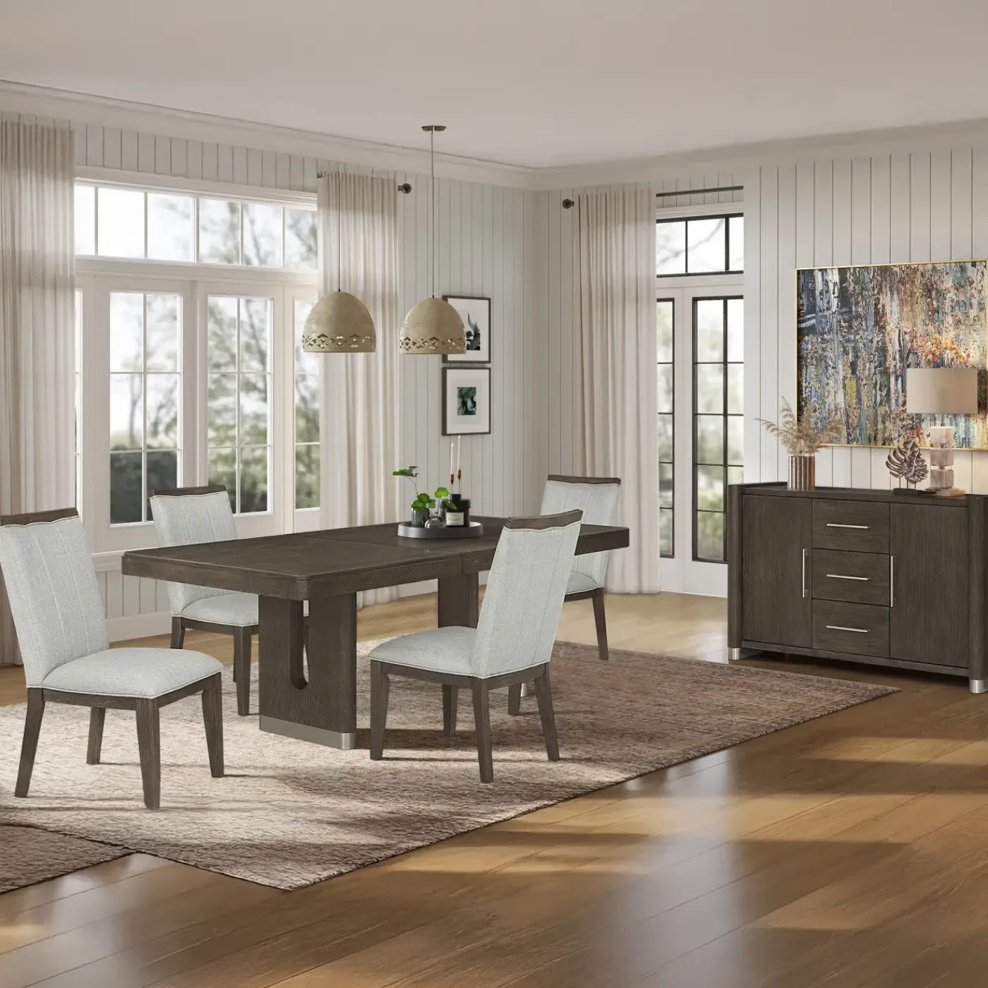 Best Lumen Extendable Pedestal Dining Table & 4 Side Chairs Dining Room Sets|All Outlet & Clearance Items