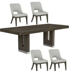 Lumen Extendable Pedestal Dining Table & 4 Sling Chairs Dining Room Sets|All Outlet & Clearance Items
