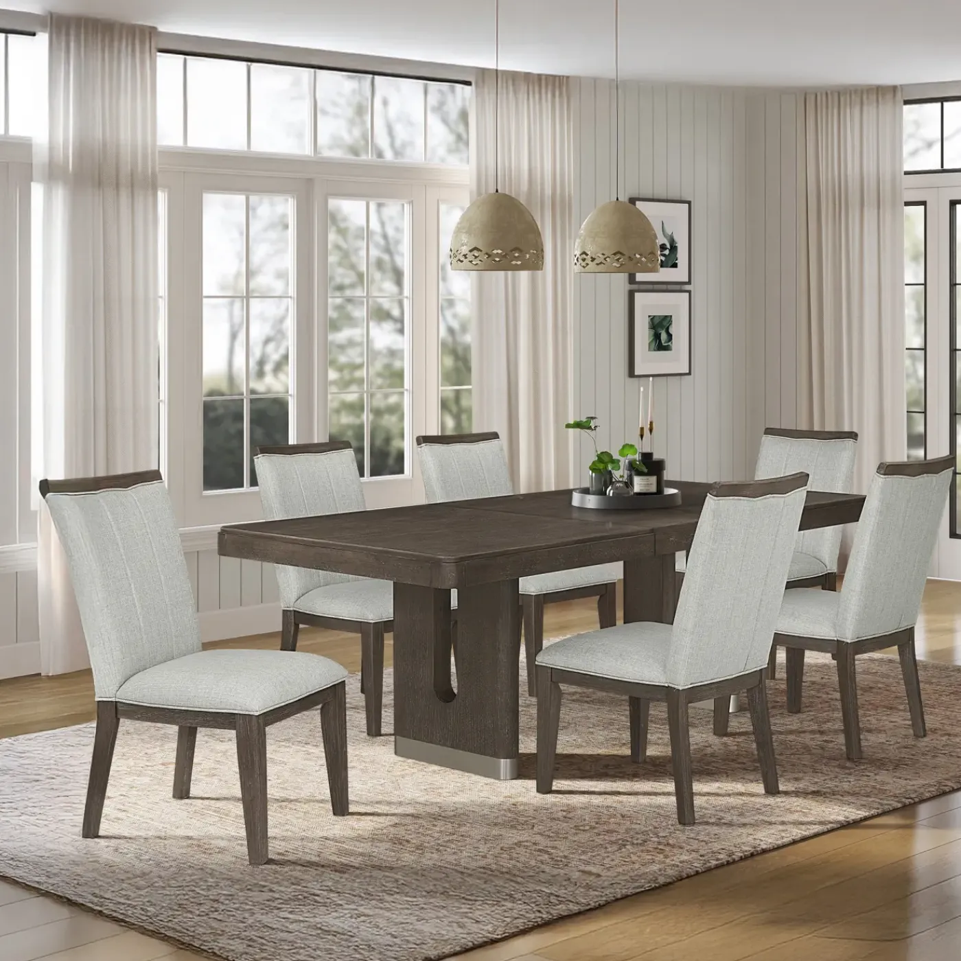 Discount Lumen Extendable Pedestal Dining Table & 6 Side Chairs Dining Room Sets|All Outlet & Clearance Items