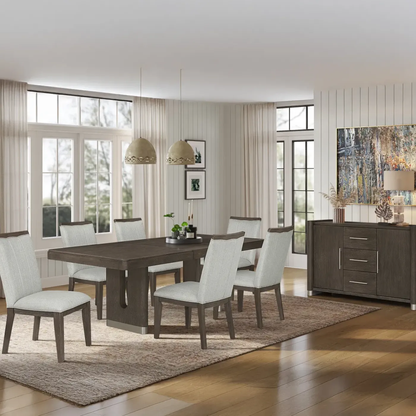 Discount Lumen Extendable Pedestal Dining Table & 6 Side Chairs Dining Room Sets|All Outlet & Clearance Items