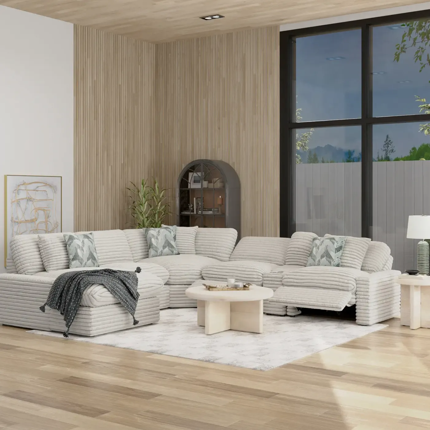 Discount Lush 6pc Left Chaise Power Sectional Living Room Sets|Sectionals