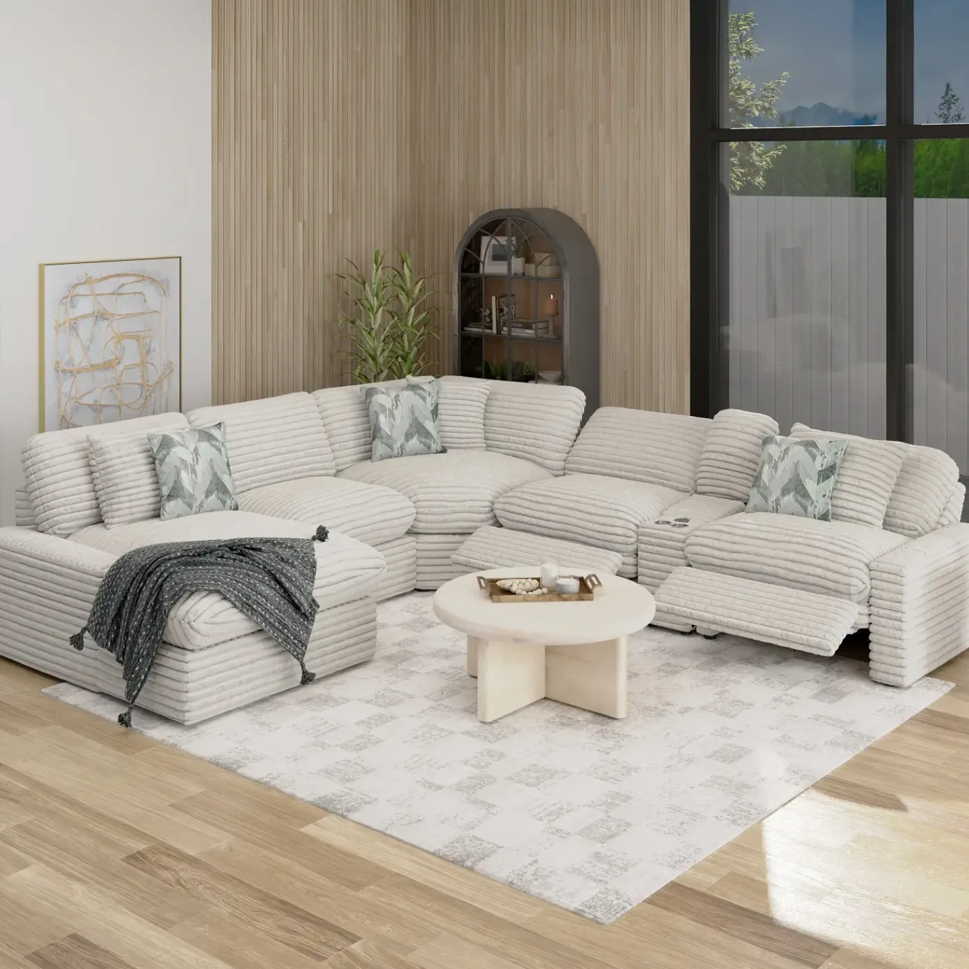Discount Lush 6pc Left Chaise Power Sectional Living Room Sets|Sectionals