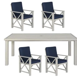 Outlet Melbourne 5pc Outdoor Dining Set: Table & 4 Solid Chairs Outdoor Dining
