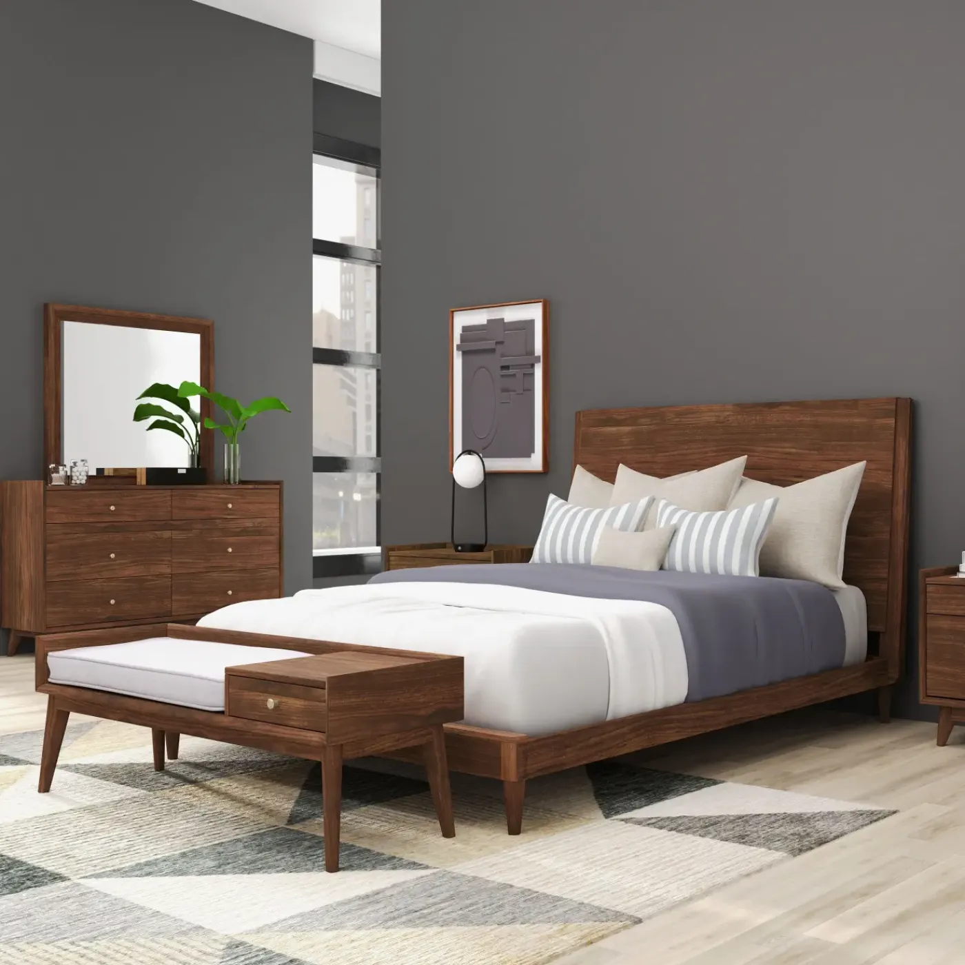 Outlet Minetta California King Loft Bed, Dresser, Mirror, Nighstand All Modern Living Items|Bedroom