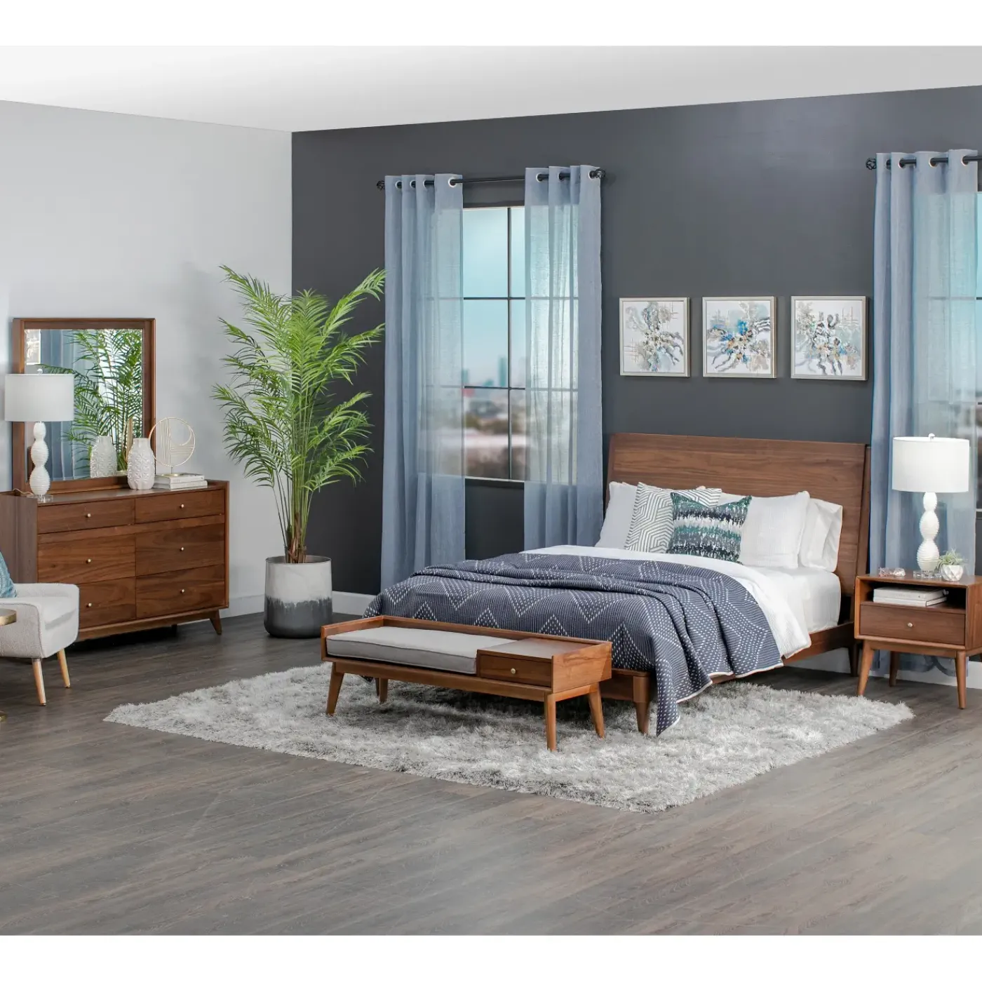 Sale Minetta Eastern King Panel Bed, Dresser, Mirror, Nightstand All Modern Living Items|Bedroom