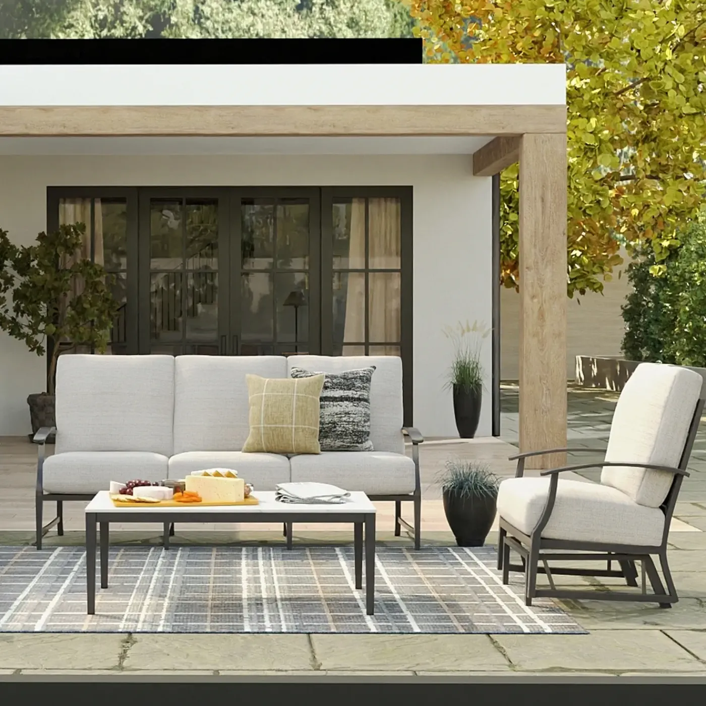 Best Monterey 2pc Set: Outdoor Sofa & Glider Chair Outdoor Seating|Outdoor Furniture Sets