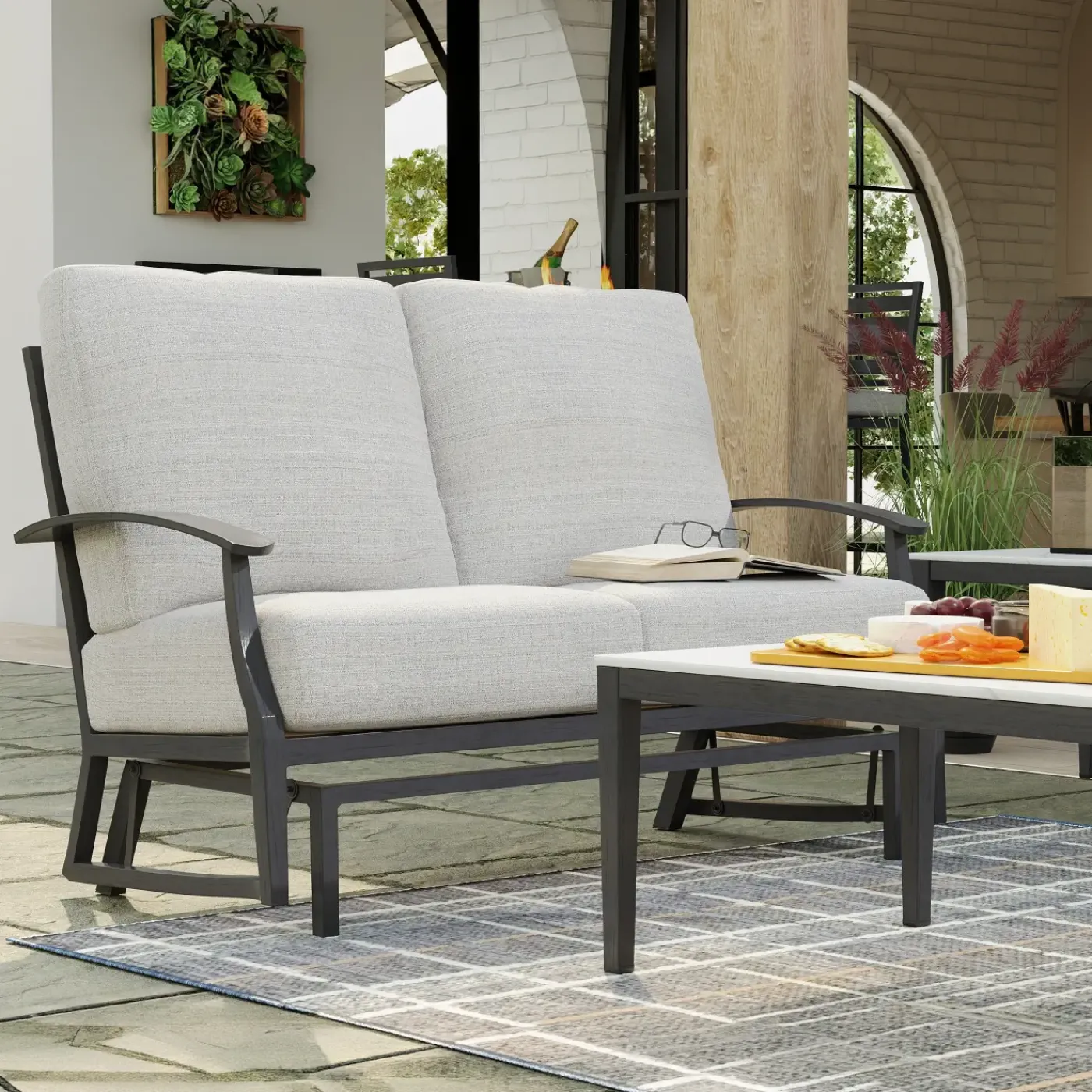 Sale Monterey 3pc Set: Outdoor Sofa, Glider Loveseat & Glider Chair Outdoor Seating