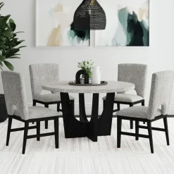 Sale Orwell Round Faux Stone Dining Set! Dining Room Sets