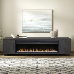 Outlet Pasadena 96" Crystal Fireplace Console Entertainment Centers & Tv Stands
