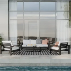 New Queensland 3pc Outdoor Seating Set: Sofa & 2 Rocker Lounge Chairs Outdoor Seating