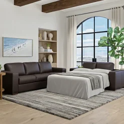 Clearance Quinn Leather Full Sleeper Sofa & Mattress Loveseats|Sleeper Sofas