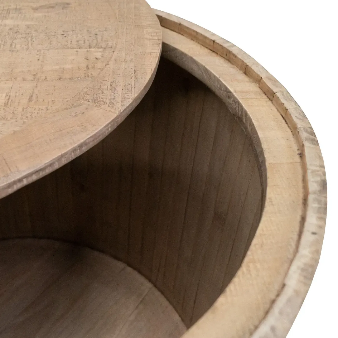 Outlet Reed Storage Slat Drum End Table Coffee & Cocktail Tables
