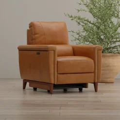 Online Remy Leather Power Recliner with Power Headrest Recliners