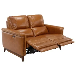 Discount Remy Leather Power Reclining Loveseat with Power Headrests Loveseats|Reclining Furniture
