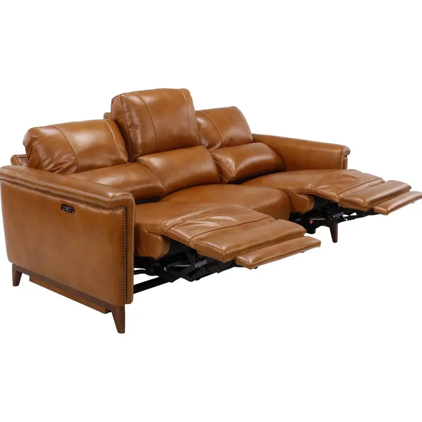 Outlet Remy Leather Power Reclining Sofa with Power Headrests Sofas & Couches|Reclining Furniture