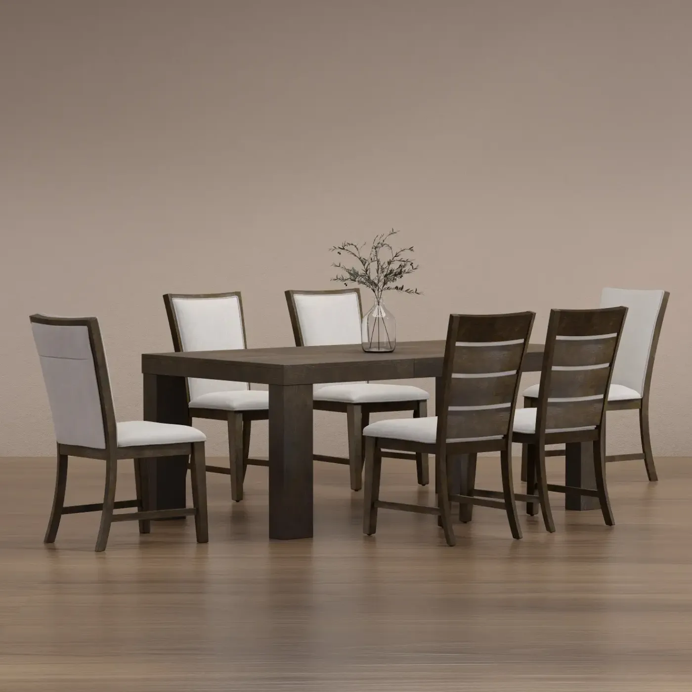 Online Riley 7pc Dining Set: Extendable Table, 2 Upholstered Chairs & 4 Slat Back Chairs Dining Room Sets