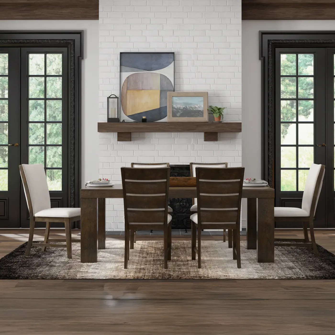 Online Riley 7pc Dining Set: Extendable Table, 2 Upholstered Chairs & 4 Slat Back Chairs Dining Room Sets