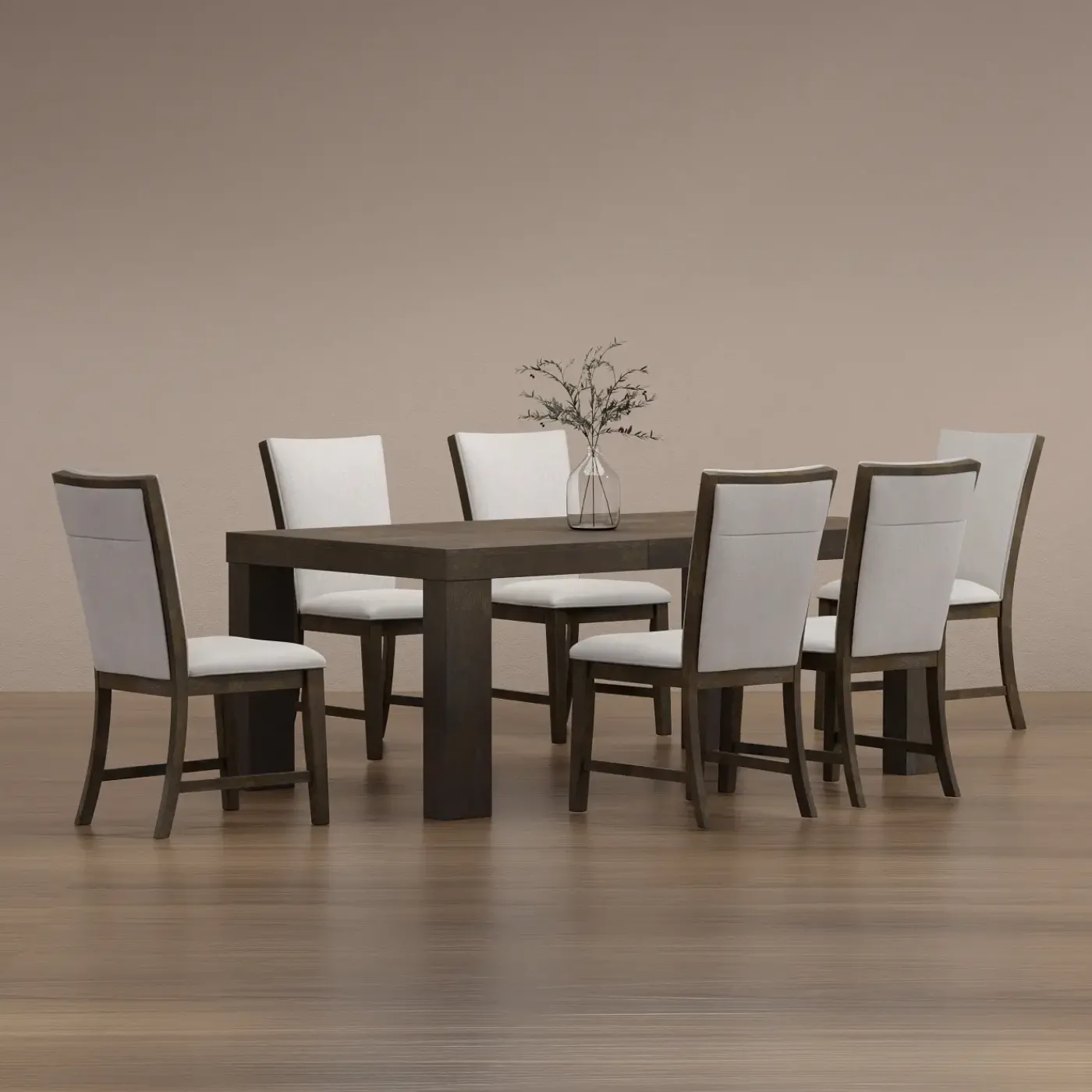 New Riley 7pc Dining Set: Extendable Table, Uph Back Chairs Dining Room Sets