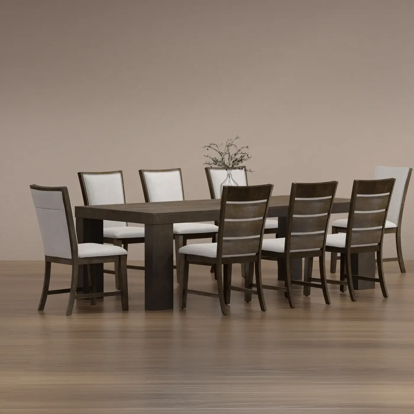 Best Riley 9pc Dining Set: Extendable Table, 2 Upholstered Chairs & 6 Slat Back Chairs Dining Room Sets