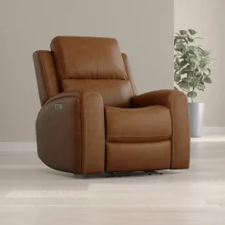Online Riverdale Leather Power Recliner with Power Headrest and Power Lumbar Recliners