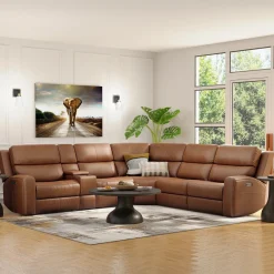 Best Riverdale 6pc Leather Power Sectional Sectionals