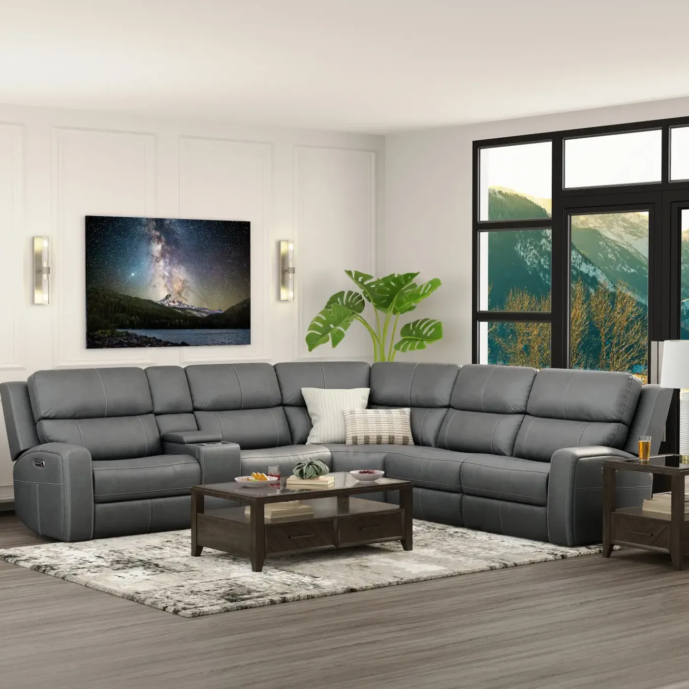 Sale Riverdale 6pc Leather Sectional with Wireless Charging Sectionals