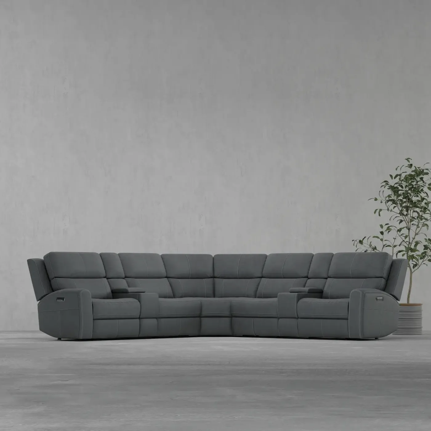 Outlet Riverdale 7pc Leather Sectional with Dual Consoles Sectionals
