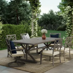 Discount Saint Lucia Outdoor Dining Set-New! 7pc Dining Set: Table, 4 Armchairs & 2 Swivel Armchairs Outdoor Dining|Outdoor Furniture Sets