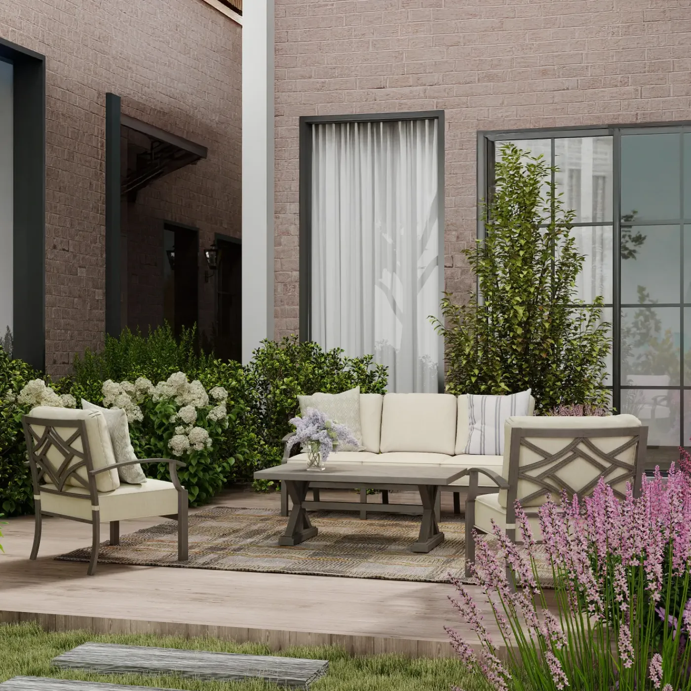 Hot Saint Lucia Outdoor Seating Set-New! 3pc Set: Sofa & 2 Club Chairs Outdoor Seating|Outdoor Furniture Sets