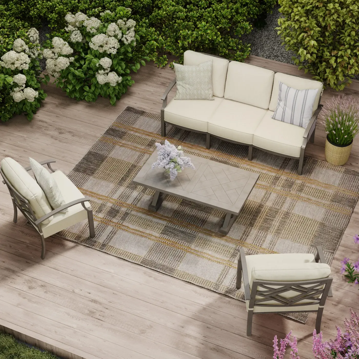 Hot Saint Lucia Outdoor Seating Set-New! 3pc Set: Sofa & 2 Club Chairs Outdoor Seating|Outdoor Furniture Sets