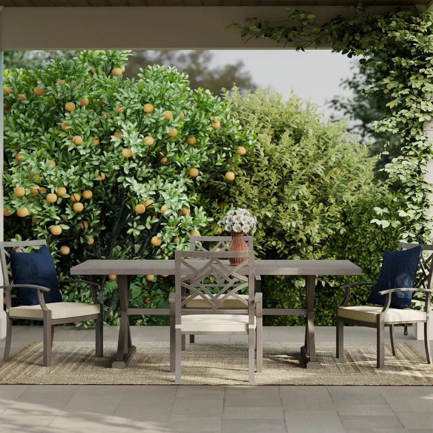 Clearance Saint Lucia 5pc Dining Set: Table & 4 Armchairs Outdoor Dining|Outdoor Furniture Sets