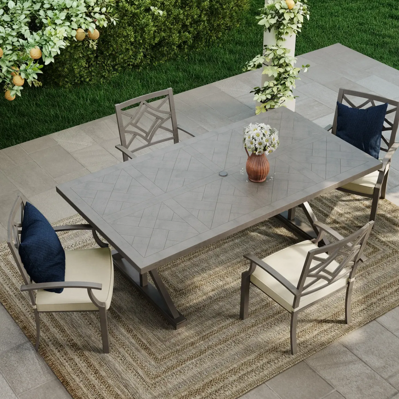 Clearance Saint Lucia 5pc Dining Set: Table & 4 Armchairs Outdoor Dining|Outdoor Furniture Sets