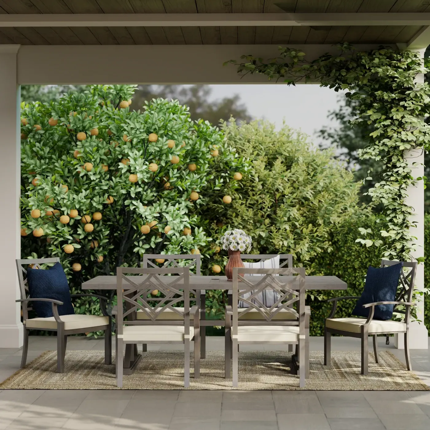 New Saint Lucia 7pc Dining Set: Table & 6 Armchairs Outdoor Dining|Outdoor Furniture Sets