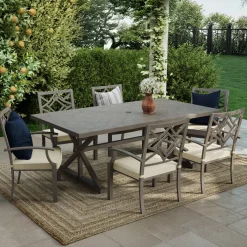 New Saint Lucia 7pc Dining Set: Table & 6 Armchairs Outdoor Dining|Outdoor Furniture Sets