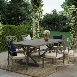 New Saint Lucia 7pc Dining Set: Table & 6 Armchairs Outdoor Dining|Outdoor Furniture Sets