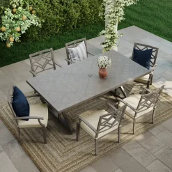 New Saint Lucia 7pc Dining Set: Table & 6 Armchairs Outdoor Dining|Outdoor Furniture Sets