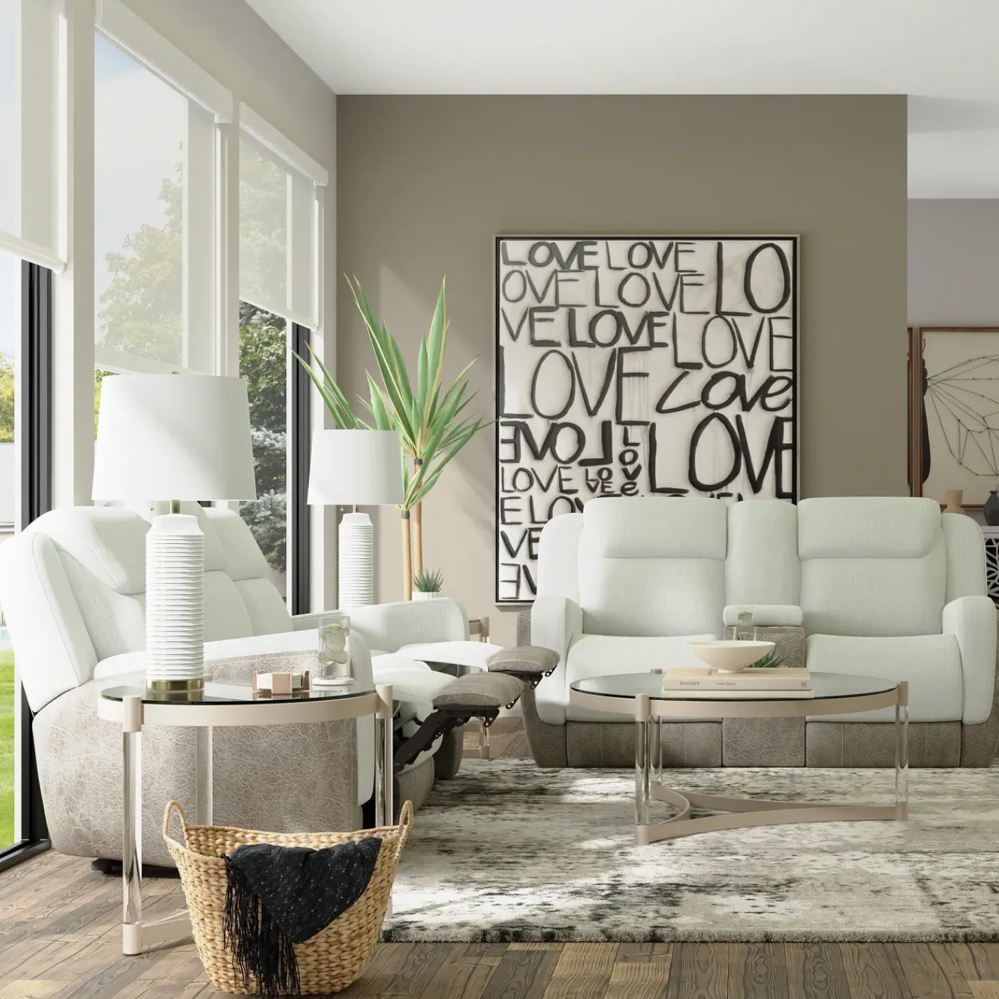 Clearance Scout Tan Reclining Living Room Set Power Reclining Sofa & Loveseat Living Room Sets|Reclining Furniture
