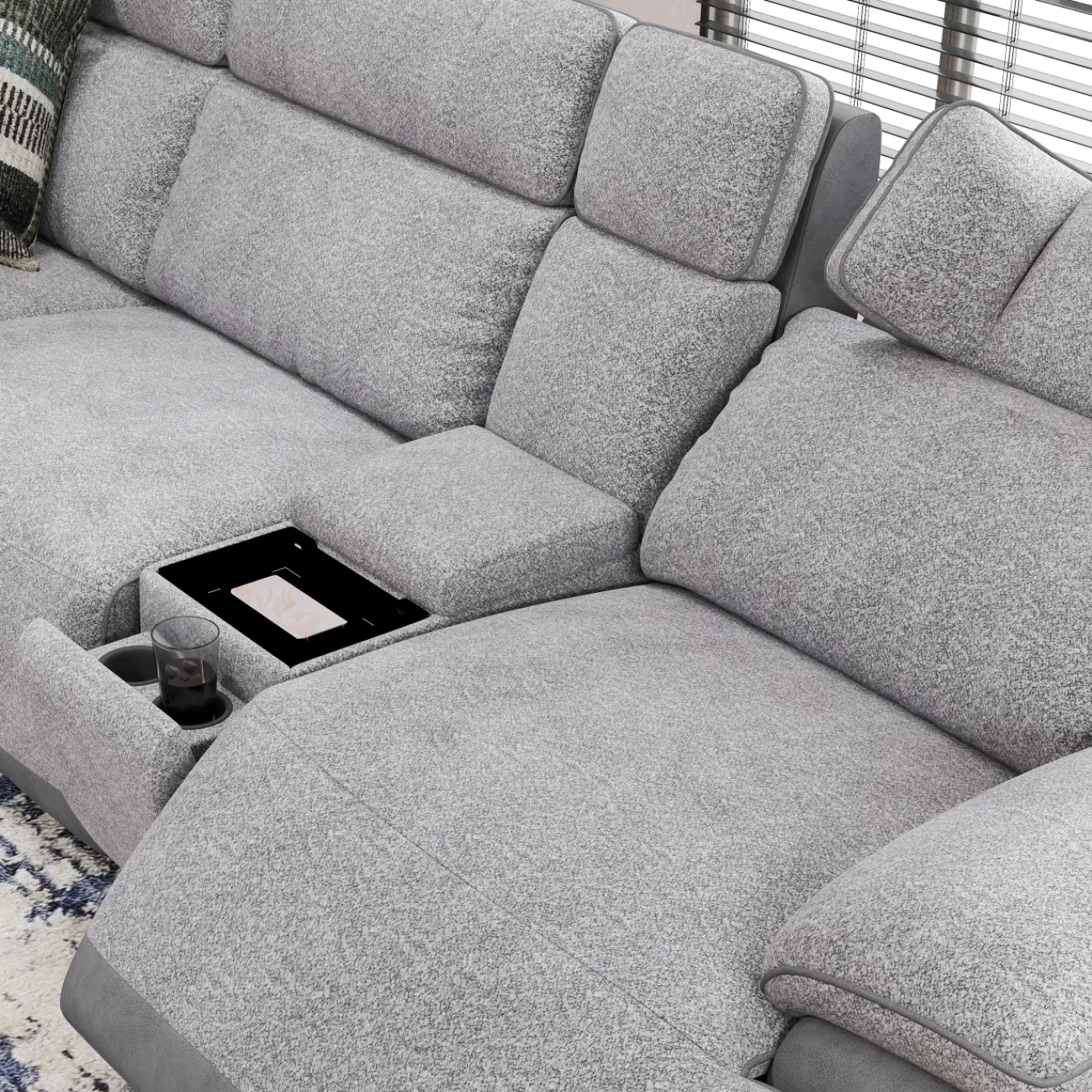 New Screenplay 6pc Immersive Sound Power Sectional Living Room Sets|Sectionals