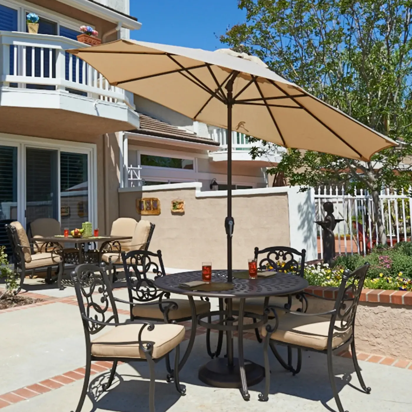 Clearance St. Lucia 9' Round Auto-Tilt Umbrella Outdoor Umbrellas
