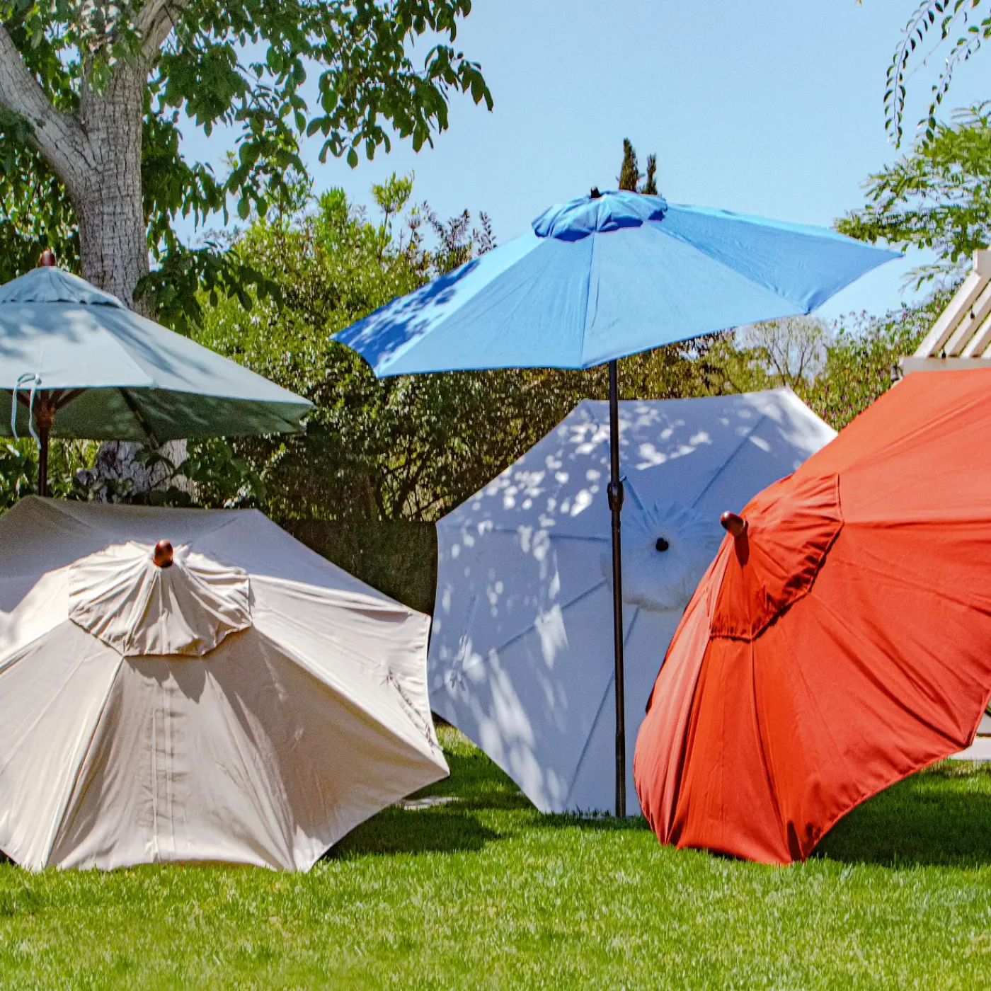 Clearance St. Lucia 9' Round Auto-Tilt Umbrella Outdoor Umbrellas